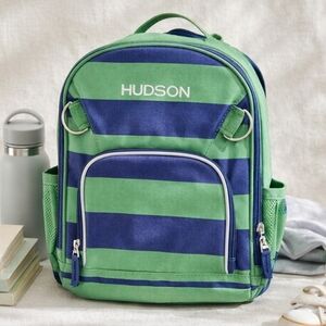 Pottery Barn Kids Fairfax Backpack Hudson Green Navy Stripe Small School Bag